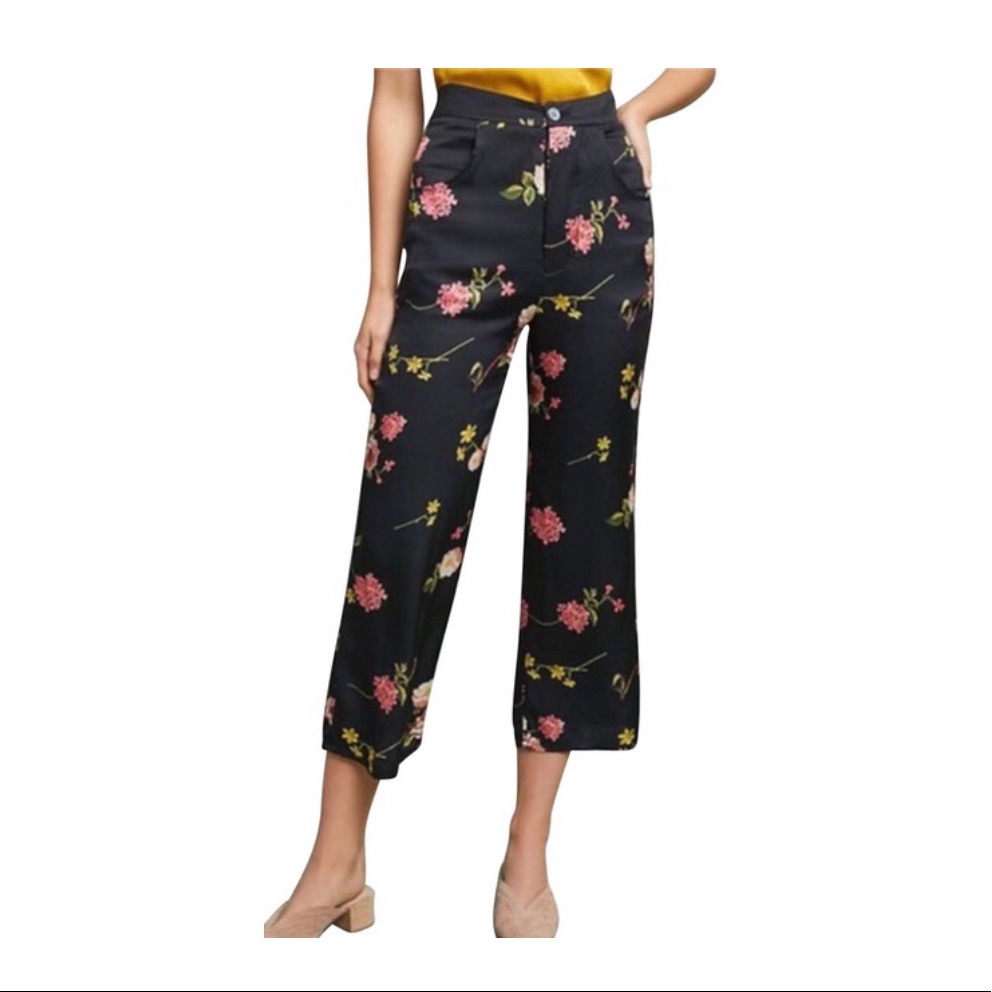 Anthologies Capuletnblack Women's Jolie Floral Print High Waist Pants. New